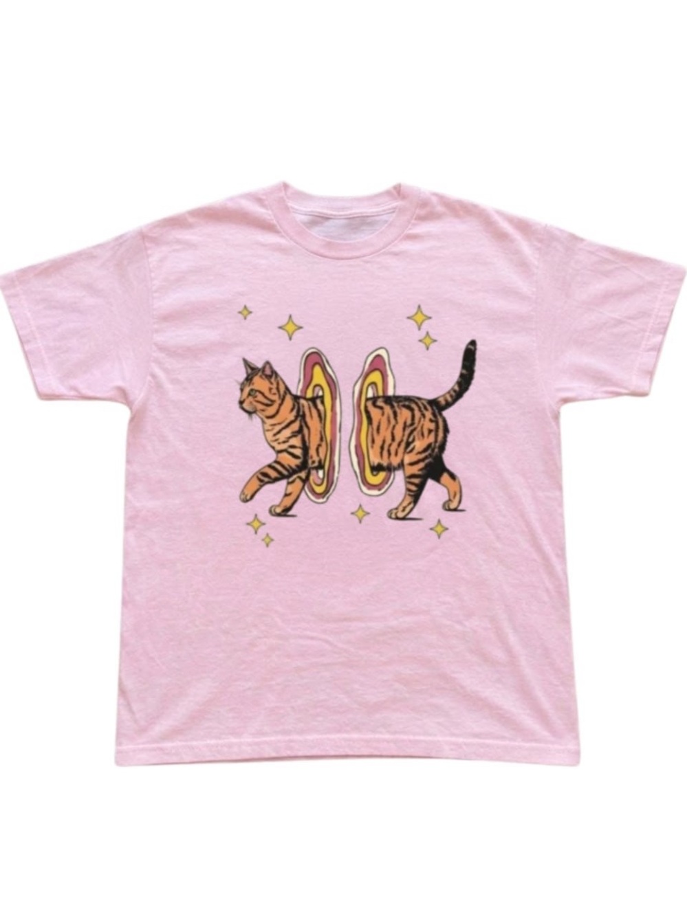 Gildan Pink Cat Portal Graphic Tee, Funny Meme Shirt